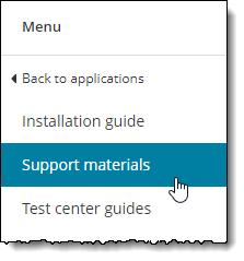 Support materials menu.